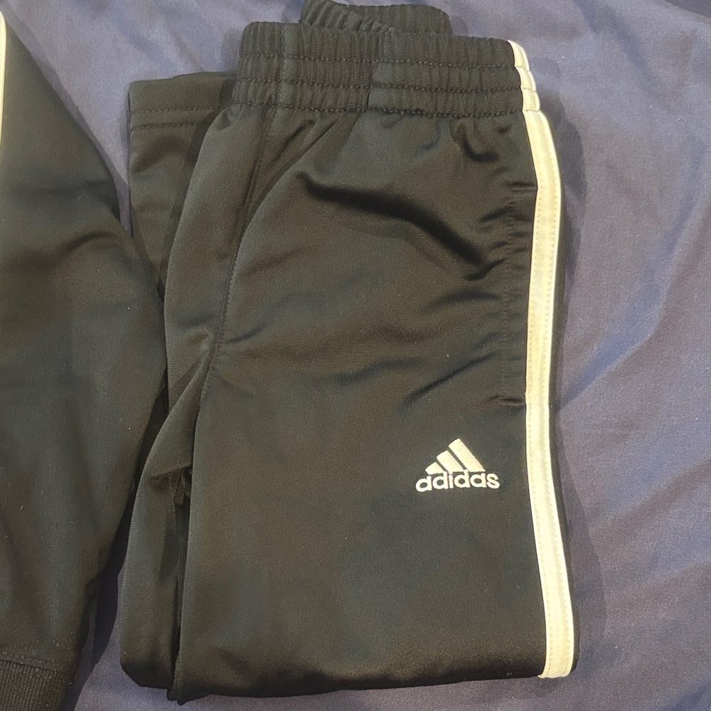 Adidas Kids Black Joggers with White Stripes
